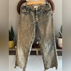 We the Free Distressed Acid Wash Jeans